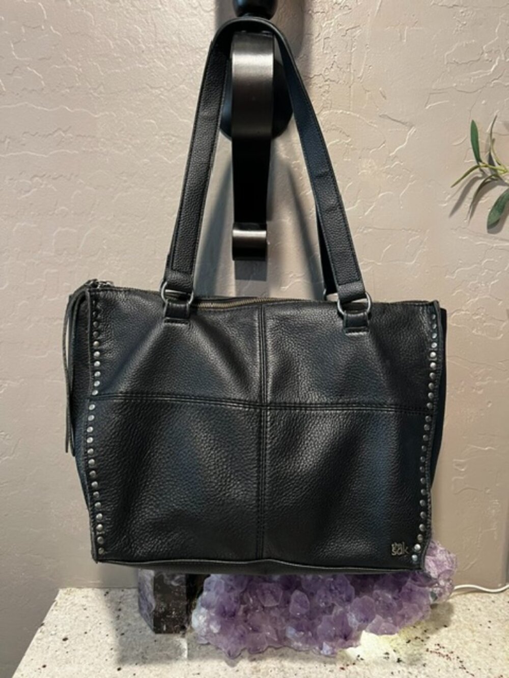 Boho Black Leather THE SAK Silverlake Collection Studded Tote